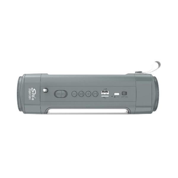 ZQS1351 Solar-Powered Bluetooth Speaker with Flashlight, FM Radio & TWS – Grey