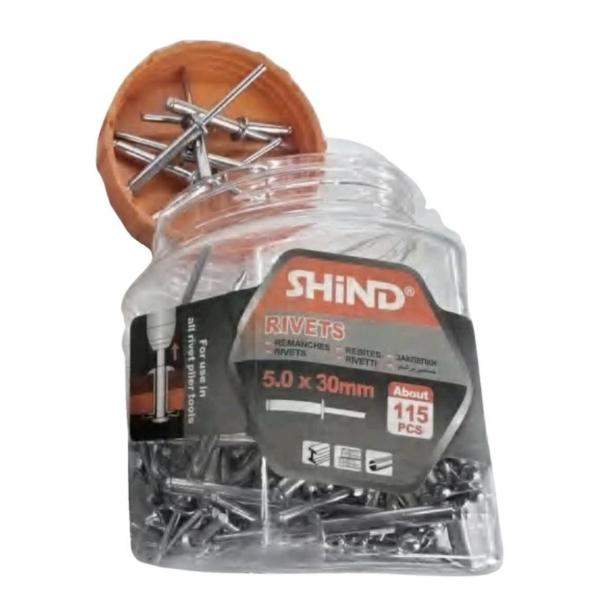 Shind 5.0 x 30mm Silver Carbon Steel Dome Head Rivets – Approx. 115-Piece Pack