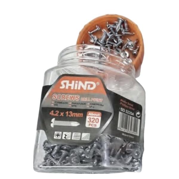 Shind 4.2 x 13mm Silver Steel Self-Drilling Screws – 320-Pack for Metal & Wood Fastening
