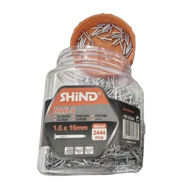 Shind 1.6x16mm Steel Mandrel Nails – Pack of 2444 | Durable Fasteners for Precision Applications